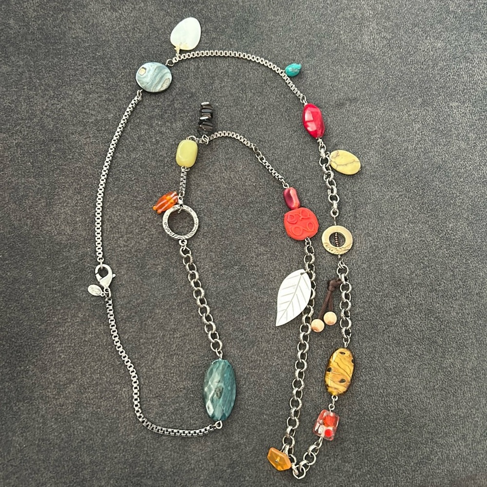 Chicos Chunky Silver Tone Long 21” Necklace